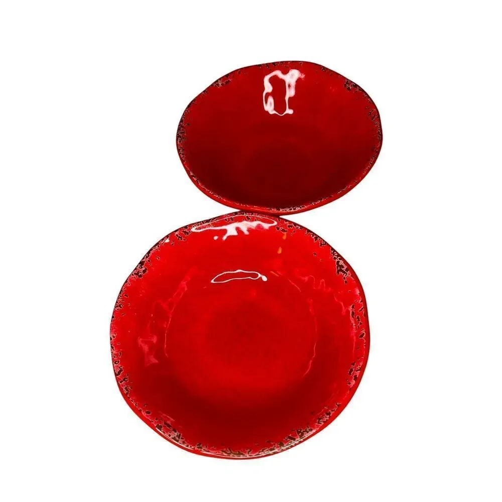 Set of 2 Pier 1 Imports Carmelo Melamine Red Crackle NWT NOS